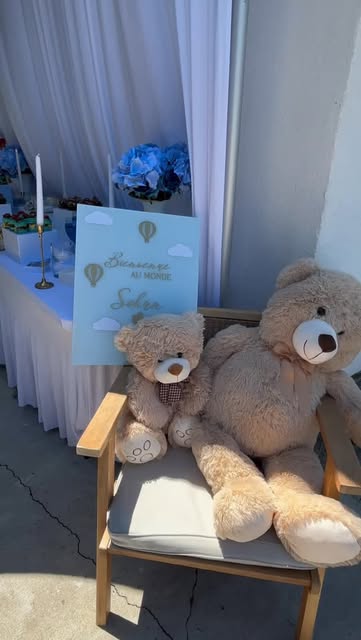 Décoration de fête de naissance avec peluches